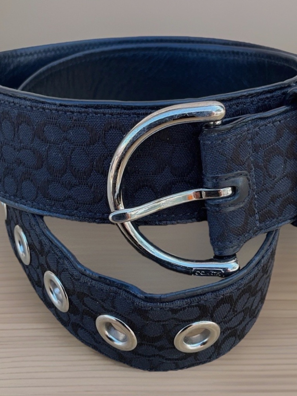 COACH 3977 Minsig Soh Women's Sm Black Signature Monogram Jacquard Leather Belt